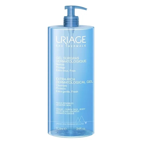 Image URIAGE Gel Douche Surgras Dermatologique - Visage et Corps - Peaux Sensibles, 1L