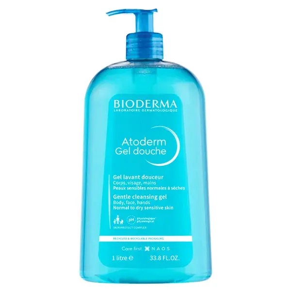 Image Bioderma Atoderm Gel Douche Sans Savon Peaux Sèches Famille 1L